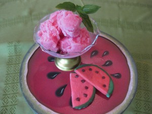 Watermelon Basil Mint Sorbet