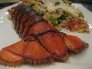 Asparagus and Mushroom Risotto with Lobster & Proscuitto