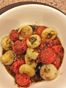 Balsamic Cippolini Onions with Tomatoes