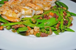 Spring Peas with Dates and Walnuts