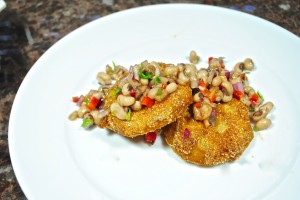 Fried Green Tomatoes with Black Eyed Pea Vinaigrette