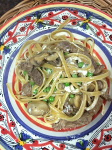 Ribeye Fettuccini with Mushrooms and Goat Cheese