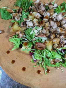 Grilled Pork Chop and Roasted Apple Salad