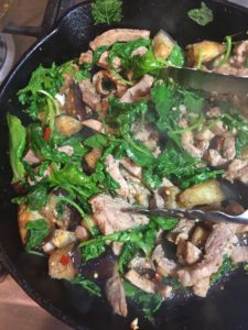 Stir Fry with Pork, Eggplant and Greens
