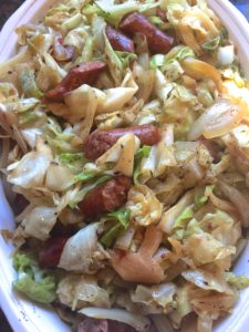 Cooked Cabbage with Sausage