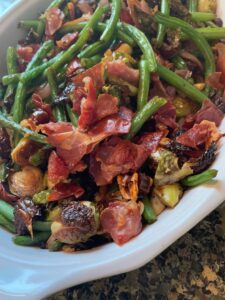 Roasted Brussel Sprouts Green Beans and Dates