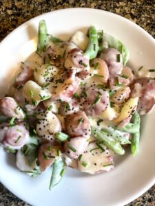 Creamed Red Potatoes with Snap Peas