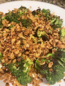 Charred Broccoli with Blue Cheese Dressing and Spicy Rice