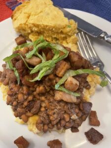 Red Peas with Pork Belly and Cheesy Grits