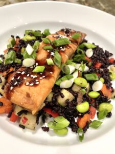 Black Rice Salad with Soy Glazed Salmon